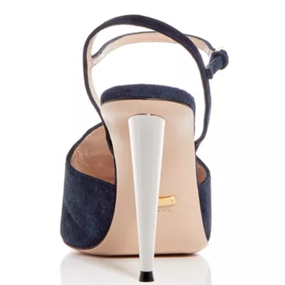 GUCCI Blondie Logo Blue Suede Heels - Picture 4 of 11